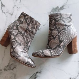 Snakeskin booties